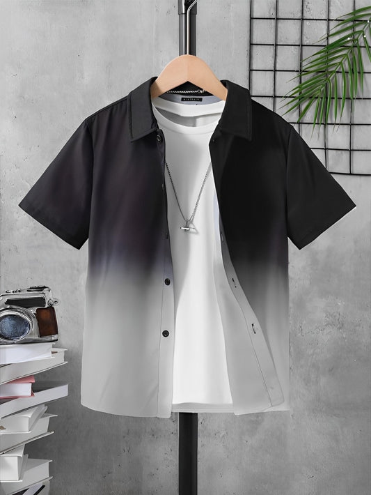 Mixed print black grey half sleeve shirt